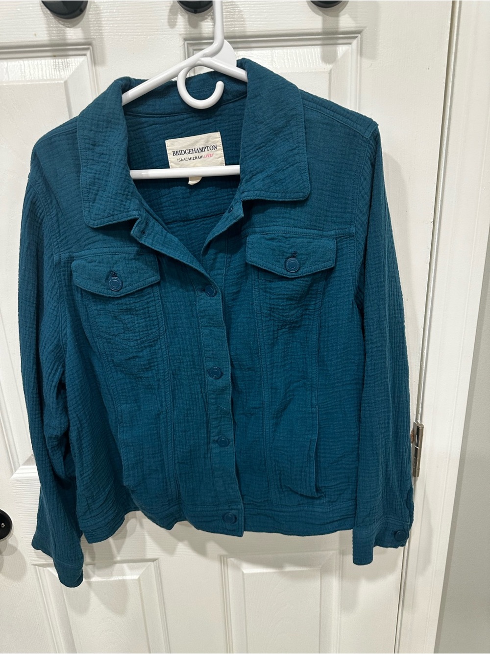 Isaac Mizrahi Teal Button-Front Jacket